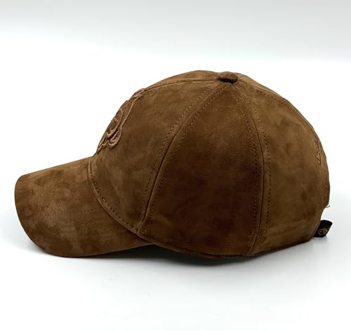 Image of Pure Leather Cap for Mens and Womens Adjustable Cap Cap Pure Suede Leather Cap