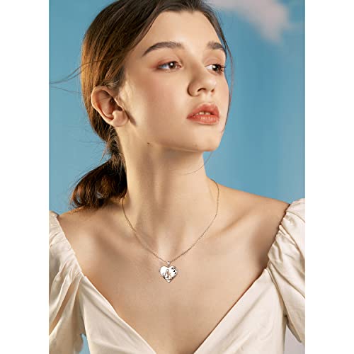 Ladytree S925 Sterling Silver Love Heart Mother and Daughter Keepsake Hold Pictures Photo Locket Memory Pendant Necklace Gifts for Women Grandma Mother Daughter3