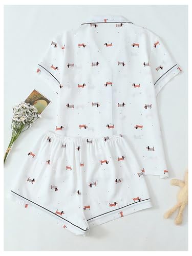Image of Verdusa Pajamas For Women Set 2 Piece Summer Pajama Sets Cute Pjs Lounge Matching Button Shirt with Shorts