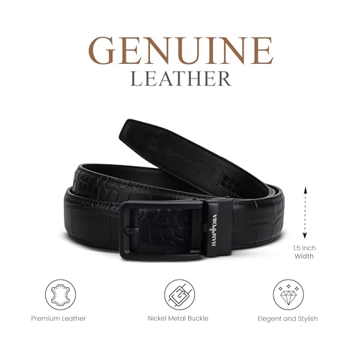 Image of Genuine Leather Belt for Men Formal & Casual Wear - Belts for Men Leather Original, Durable Buckle - Belt for Man - Gift for Husband, Father, Friend