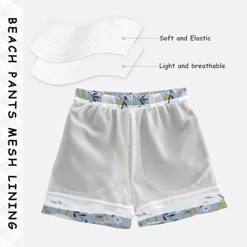 ALAZA Duck Leaf Blossom Flower Boys Quick Dry Beach Board Shorts Kids Swim Trunks Bathing Suit Swimsuit4