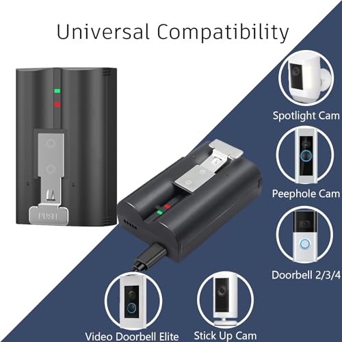 2-Pack 6040mAh Replacement Battery with Charger Station for Ring-Doorbell 2/3/4, Spotlight and Stick Up Cam, Rechargeabl - Additional View