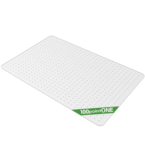 100pointONE Office Chair Mat for Carpet- 35" x 55" Studded Desk Chair Mat for Low Pile Carpeted Floors, Clear Carpet Protector Mat for Office Chair On Carpet