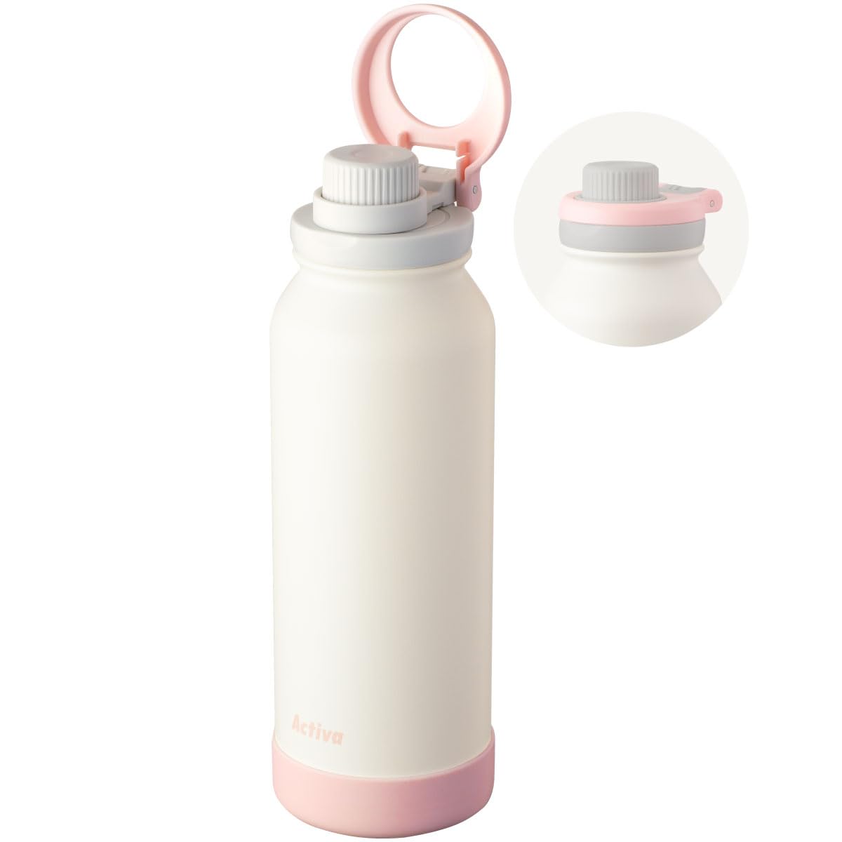 Atlas ADHB-A1000 Sports Bottle 34oz Cold Insulated Retractable Handle Peach
