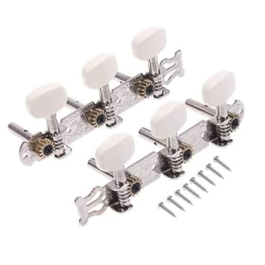 CABLEPELADO - Clavijero Afinación Guitarra (2 Uds) – Clavijas Afinadoras con Botones Plásticos Ovales Blancos, Distancia Estándar 35mm, Incluye Tornillos – Repuestos para Guitarra Acústica y Clásica