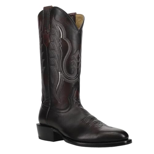 R. Watson Men's Black Cherry Brush Off Round Toe Cowboy Boot2