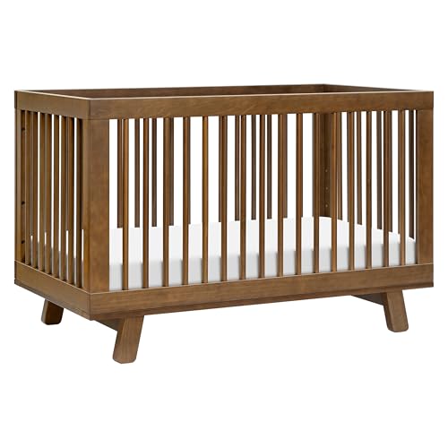 Image of Babyletto Hudson 3-in-1 Convertible Crib with Toddler Bed Conversion Kit in Natural Walnut, Greenguard Gold Certified