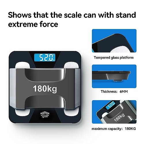Image of Hoffen (Made in India) HO19 Bluetooth BMI,BMR Weight Machine for Body Weight With 13 Essential Body Parameters Free Bluetooth Mobile APP | Easy App Sync - 2 Years Warranty (Legender series)