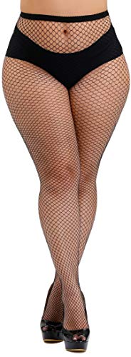 HZH Womens High Waist Tights Fishnet Stockings Plus Size Thigh High Pantyhose(M/Small Gride,1 Pair)