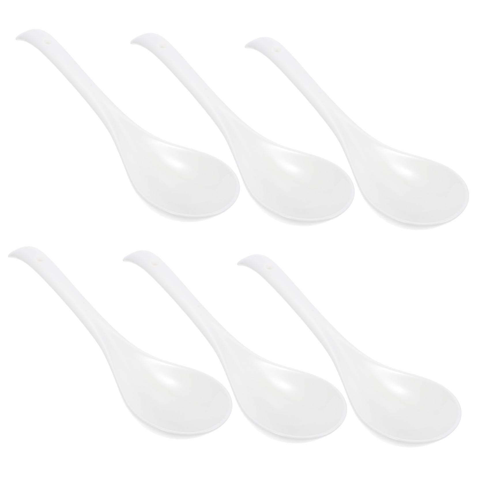 6 pezzi Cucchiai da Zuppa in Ceramica Bianca Design Semplice ed Elegante Resistente e Facile da Usare per Casa e Ristorante