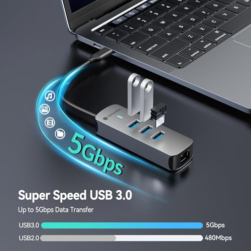 Adaptateur USB-C vers Ethernet hub USB 3.0 Windows Mac OS Linux