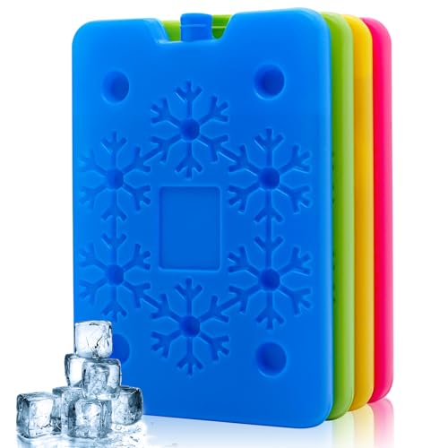 Kezidhp 4 Piezas Bolsas de Hielo Reutilizables, Placas de Frío Plano para Nevera Portátil - Acumuladores de Frío Congelables, Mantiene Alimentos y Bebidas Frías,Ideal para Viajes,Camping y Picnic