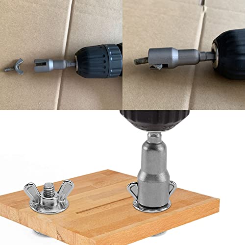 Power Wing Nut Socket Wrenches, High-Carbon Steel Slot Wingnut Driver Drill Bit Set 1/4 In Hex Shank Nuts Screwdriver Tool For Hook Bolt, Panel Nuts, Q-Hanger, Etc 8Pcs 1/2 In #TOP4