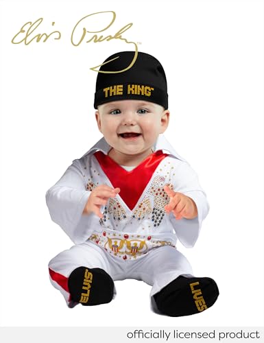 Disfraz de Elvis para bebé de 6-12 meses, pelele rockero infantil de una pieza 2