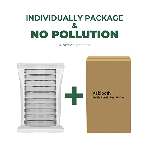 10 Pack Sterile Thick Plastic Petri Dishes with Lid, 90mm Dia x 15mm Deep Clear 3 Vents Petri Dish for Lab Science Experiment