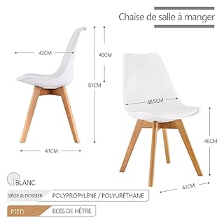 Frixovel Sedie sala da pranzo, sedia scandinava Set di 6, ideale per sala da pranzo, soggiorno, cucina, camera da letto (6, bianco, standard)