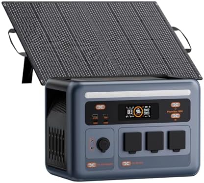 OSCAL PowerMax 1800SE Tragbare Powerstation mit 100W Solarpanel | 1024Wh LFP Batterie Backup mit 3x1800W AC Ausgäng, Schnellladung von 0-80% in 45 Mins, Notstromaggregat für Campin
