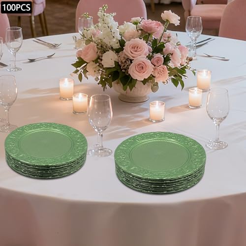 Set Pack 100 Platos Cargadores Reutilizables Verdes miniatura 6