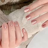 BHIDENAW ネイルチップ ショート 24枚入 人気 和風 かわいい シンプル おしゃれ 成人式 結婚式 パーティー 日常生活に使用できます 花嫁ネイル 光沢 つけ爪 両面テープ ウッドスティック (一目惚れ T19, M)