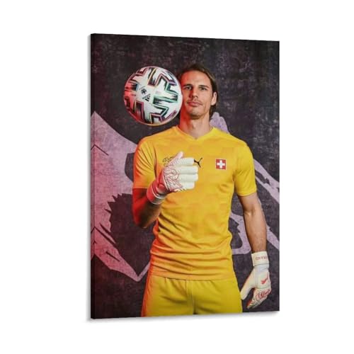 Poster Yann Sommer suisse en toile 50x75 cm pour décoration murale