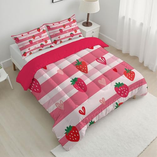 Edredón fresa dibujada a mano para decorar dormitorios infantiles alegres en invierno 4