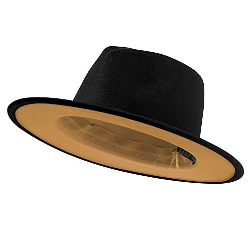 Image of jingsha Fedora Hats for Men & Women Wide Brim Fedora Felt Panama Hat Men's Dress Hats with Belt Buckle
