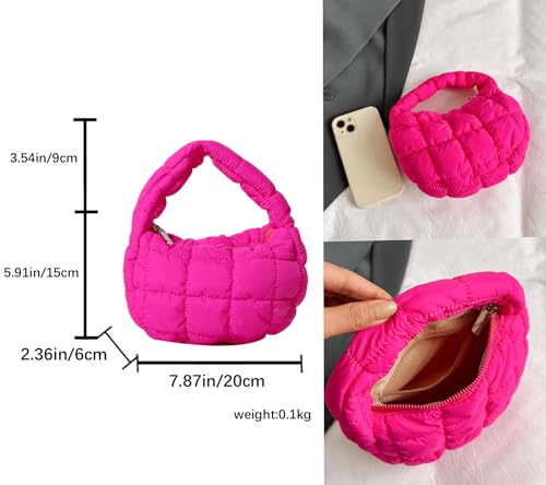 Image of Quilted MINI Handbag and Purses Women Puffer Nylon Hobo Cotton Padded Purse Work Travel Lightweight
