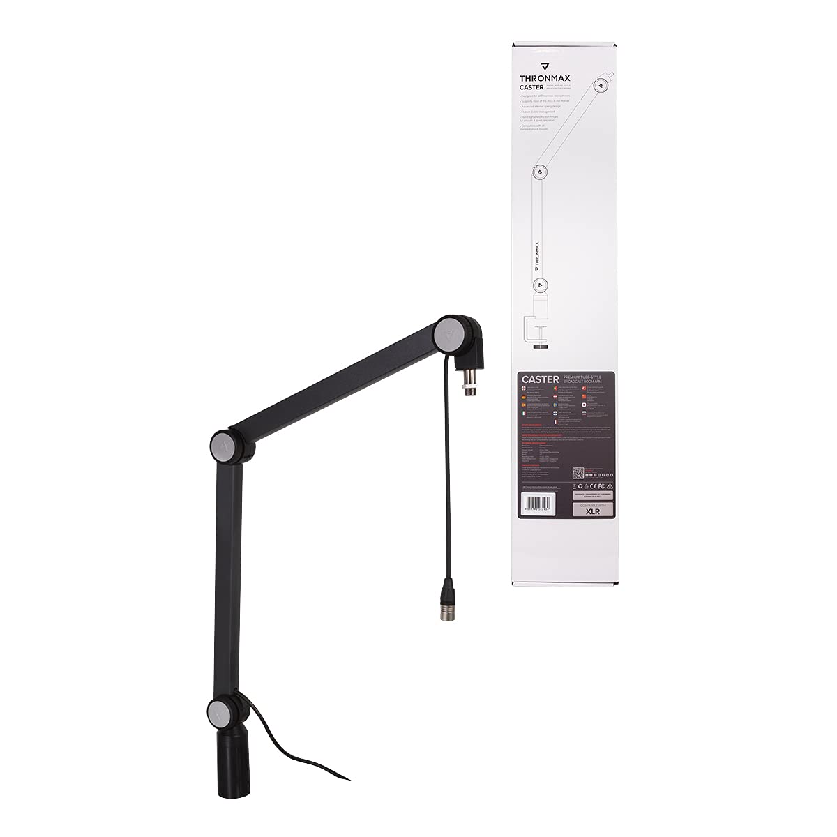 Thronmax Supporto per microfono Caster-Stand (S2 – XLR) con struttura a molla interna per registrazioni professionali HD di qualità da studio durante podcast / streaming / chat / gameplay / YouTube /