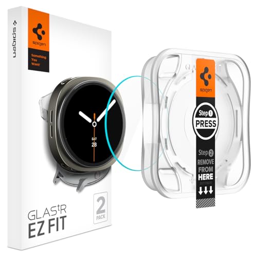 Spigen Tempered Glass Screen Protector [GlasTR EZ FIT] designed for Galaxy Watch 8 (44mm) - 2pack