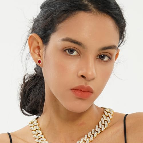 TOPGRILLZ Square Stud Corloful Earrings Rectangle 5A+ Cubic Zirconia 14K Gold Plated Multiple Colors Big Square Stud Earrings Jewelry For Men Women4