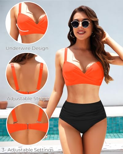 Image of Aqua Eve Women Underwire Bikini Top - Push Up Swimsuit Top Bra Padded Bathing Suit 2026 Twist Front Swimwear