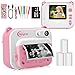 Hangrui Appareil Photo Enfant à Impression Instantanée, 2.0 Pouces Appareil Photo pour Enfants, 12MP/1080P Caméra Enfant avec 32G SD Carte, Marqueurs, Ligne USB, Autocollant, pour 3-12 Ans -Rose