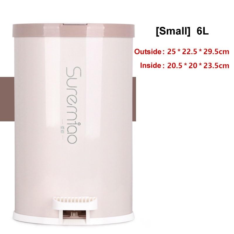ONCARNIVAL Trash Can,Household Plastic Round Foot Pedal Waste Bin with Lid and Removable Inner Wastebasket (6L) 1