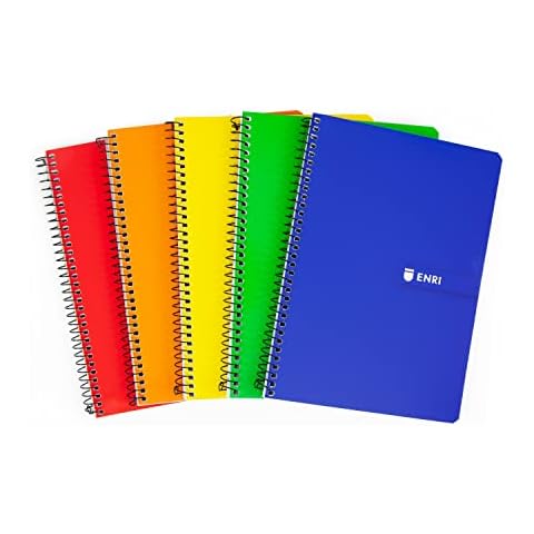 Enri Cuadernos A5+ con Cuadrícula 4x4, Pack 5 Libretas Cover