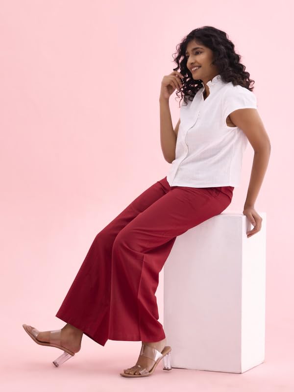 Image of GO COLORS Soft Viscose & Linen Blend Linen Palazzo Full Length for Women| Breathable, Mid Rise