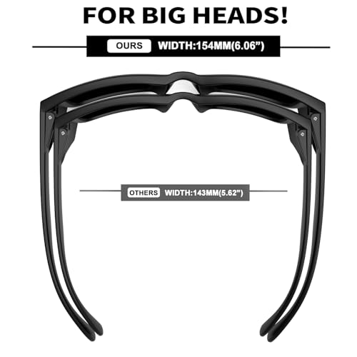 MAXJULI XXL Size Z87 Sunglasses with Side Shield for Big Wide Heads Men TR90 Ultralight UV400 Protection Glasses 8228S (Super Dark)2