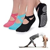 Ozaiic Yoga Socks for Women Non-Slip Grips & Straps, Ideal for Pilates, Pure Barre, Ballet, Dance,...