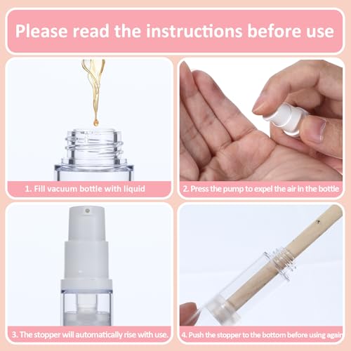 10ML Clear Airless Pump Bottles, Vacuum Lotion Travel Bottles, Refillable Cosmetic Containers, Cream Dispenser, Vacuum Cosmetic Travel Bottle, for DIY Foundation, Gel, Essence, Moisturiser (3Pcs)4