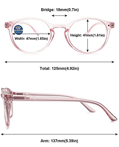 MAGIMODAC Ladies Anti Blue Light Reading Glasses Round Oval Lightweight Eyeglasses Women Readers Glasses +1.0 +1.25 +1.5 +1.75 +2.0 +2.25 +2.5 +2.75 +3.0 +3.5 +4.0 (Transparent Pink - Image 2