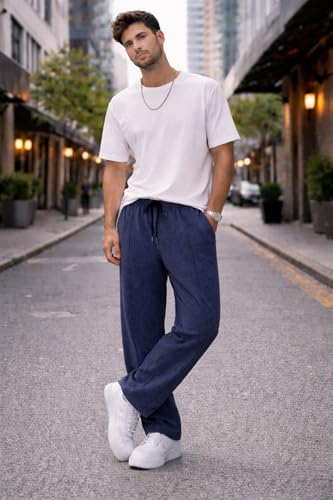 Image of ENDEAVOUR WEAR Men's Baggy Oversized Track Pants | Premium Cotton Rich Fabric | Straight Loose Fit Non-Cuffed | Gym, Streetwear & Casual Comfort Track Pants Lounge Pants