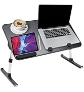 AXTON AXQS Black Large Foldable Lap Desk for Laptops and Tablets - Portable Workstation for Bed, ...