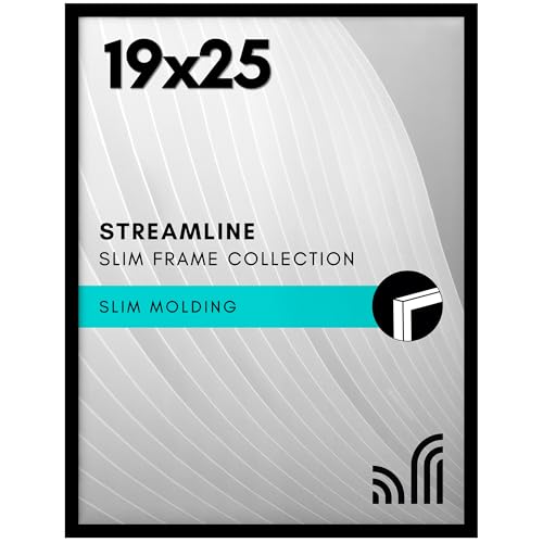 Americanflat 19x25 Poster Frame with Polished Plexiglass - Streamline Collection - Thin Border Picture Frame for Wall Display - Hanging Hardware Included - Black