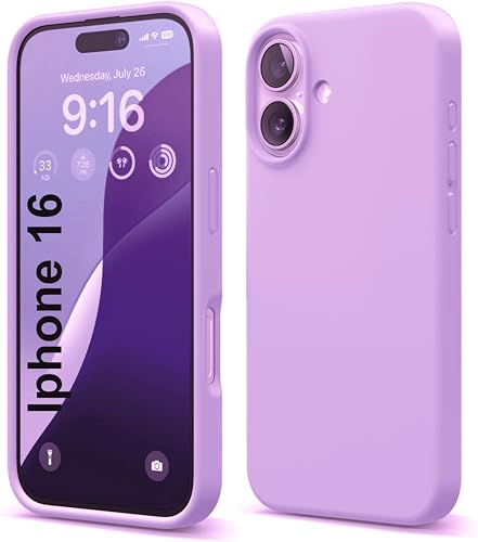 Image of SBMS Liquid Silicone Case for Apple iPhone 16 6.1-Inch, Silky-Soft Touch Full-Body Protective Phone Case, Shockproof Back Cover Case Pouch for iPhone 16 (Lite Purple)