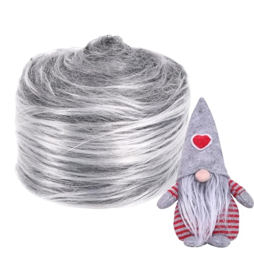 HSKRKOW Tecido de pelúcia de pele sintética, riscas pré-cortadas, artesanato em pele cinzenta esponjosa de polegadas para gnomos, barba, cabelo de pai Natal, disfarce, decoração de Natal DIY