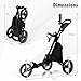 ULTIMATE 3 Wheel Golf Push Cart, Aluminum Folding Golf Walking Push Cart w/Elastic Strap, Umbrella & Cup Holder, Scoreboard Storage, Insulated Storage Bag, Adjustable Handle & Foot Brake (Gray)