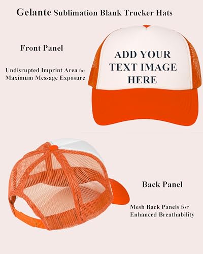 Image of Gelante 12 Pcs Sublimation Blank Trucker Hats - 5 Panel Mesh Snapback Baseball Cap Bulk