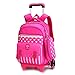 Produktbild BOZEVON Kinder Trolley Schultasche - Kinder Jungen Mädchen Neue Art Wasserdicht Sechs-Rad-Rucksack für Schüler Grundschüler - Rose Rot