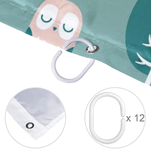 Rideau de douche imperméable hibou 183 cm pour éviter l'eau sur le sol