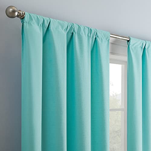 Eclipse Kendall Modern Blackout Thermal Rod Pocket Window Curtain for Bedroom or Living Room (1 Panel), 42 X 63, Pool - Image 4