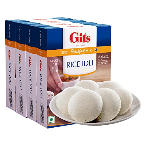 Image of Gits Instant Rice Idli Breakfast Mix, Pure Veg, Authentic South Indian Breakfast Recipe, 800g (Pack of 4 X 200g Each)